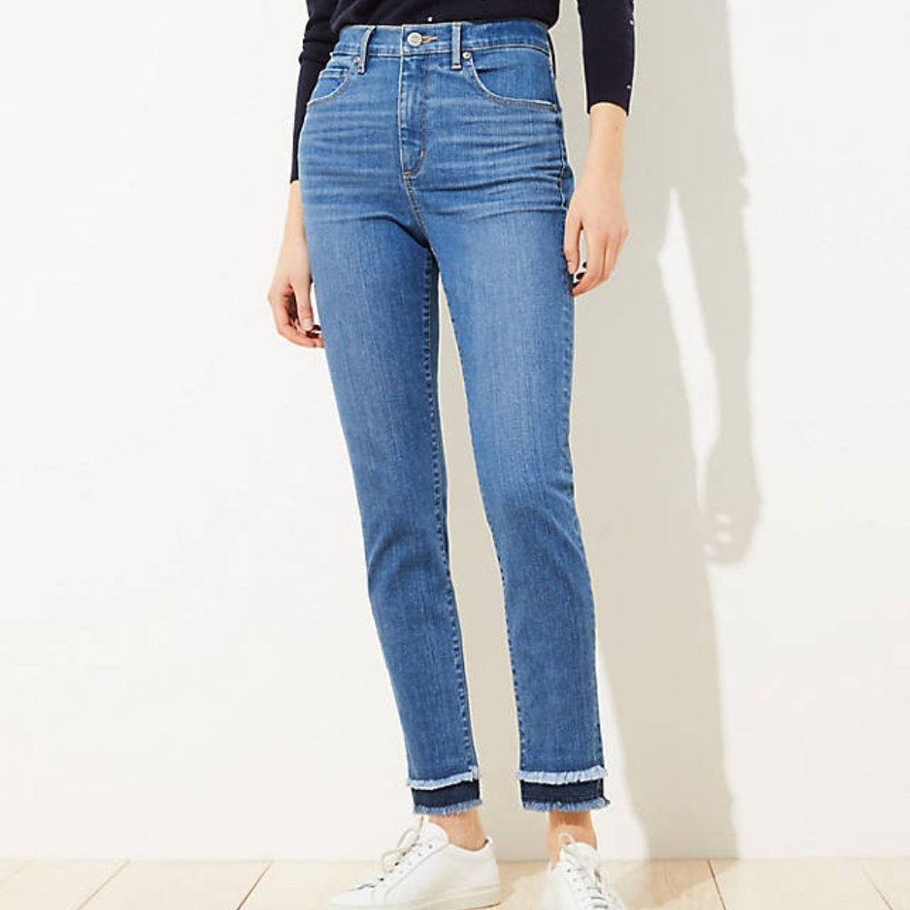 LOFT NWT Curvy Double Frayed Skinny Jeans size  16 curvy